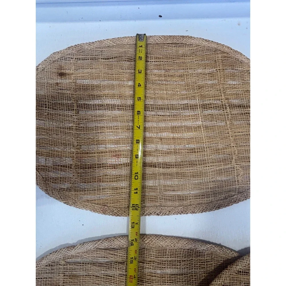Vintage Woven‎ Striped Oval Placemats Set of 5 Made in Philippines Boho Natural